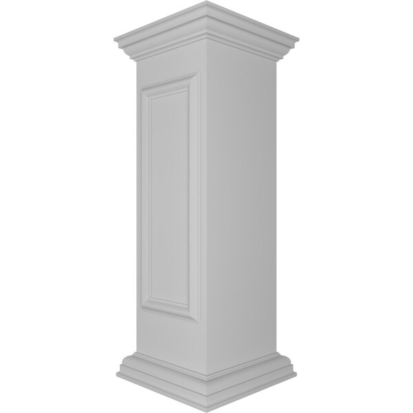 12W X 40H Straight Newel Post With Panel, Flat Capital & Base Trim (Installation Kit Included)